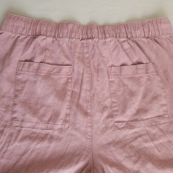 GAP Women's Drawstring Elastic Waist Linen Pull On Pant - Blush Pink - L - Picture 6 of 6